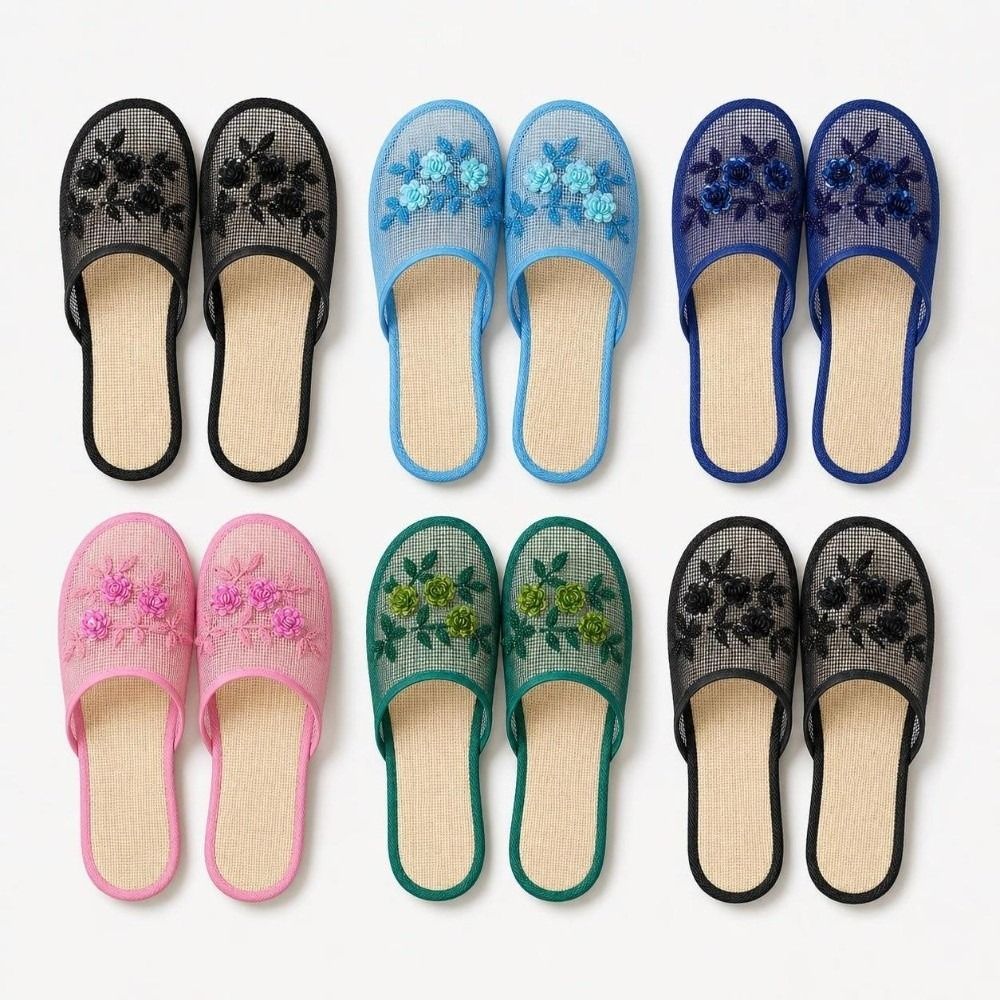 Women Shoes Sandals - Casual Flower Embroidery Mesh Sandals Soft