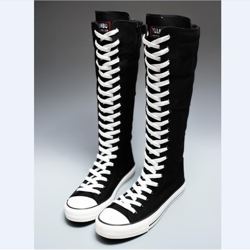 2025 New High Top Canvas Shoes - Knee High Boots Women 评论和价格