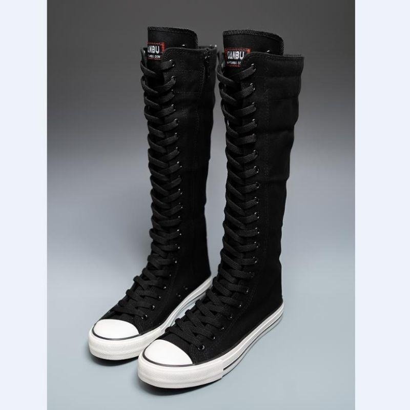 2025 New High Top Canvas Shoes - Knee High Boots Women 评论和价格