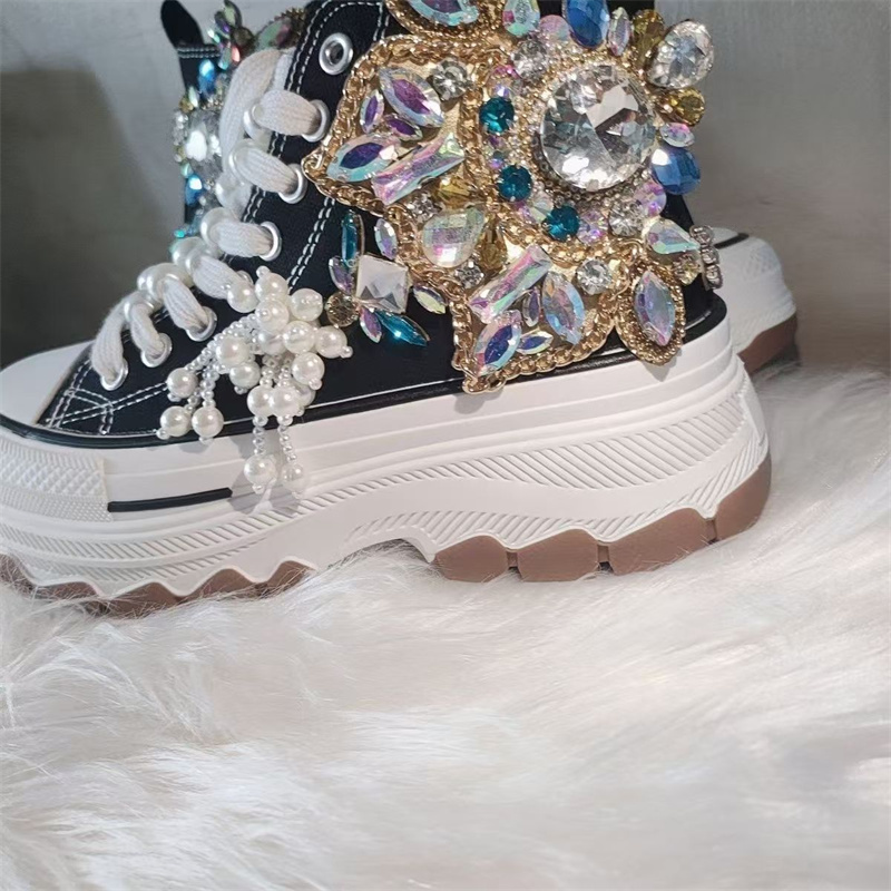 Thick Sole High Top Nailed Bea - Women'S Shoes Hands Free 评论和价格