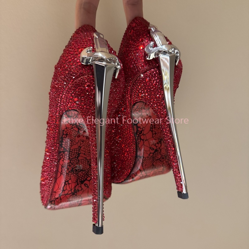 Gold Shiny Crystal Sword Shape - Women Shoes Formal 评论和价格