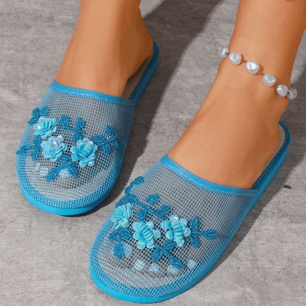 Casual Flower Embroidery Mesh  - Women Shoes Sandals 评论和价格