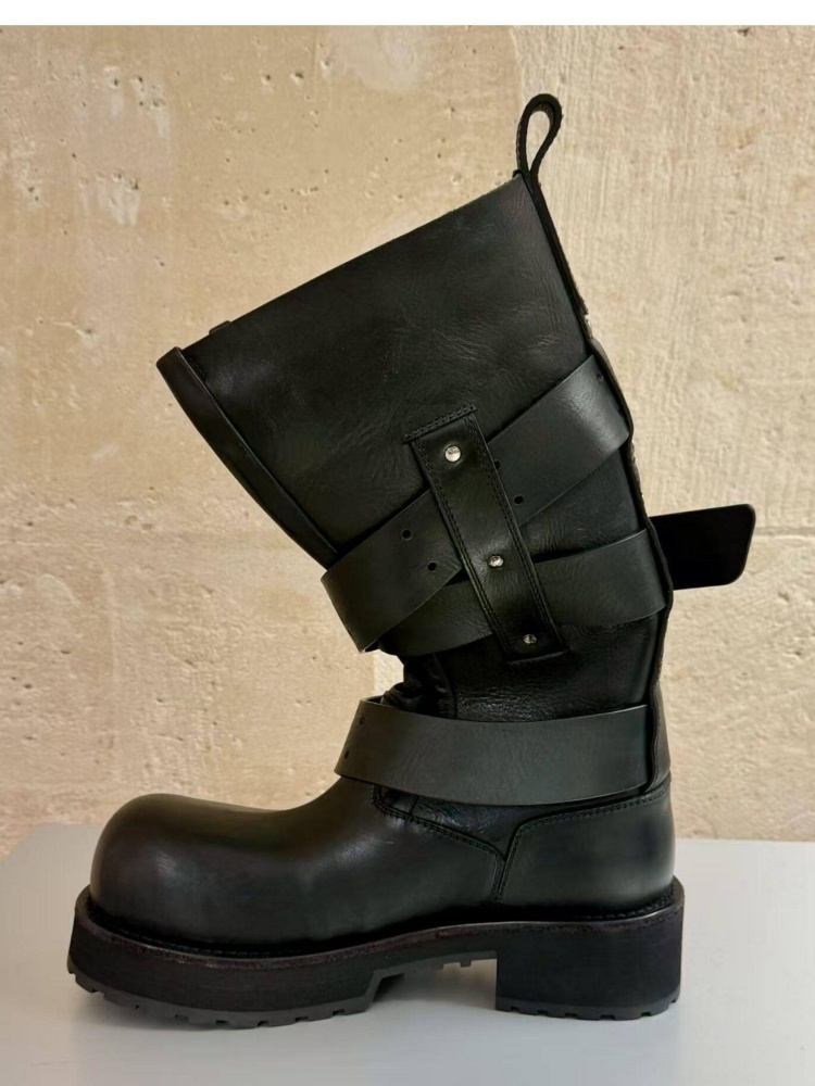 Belt Buckle Black Leather Moto - Women'S Shoes Paris 评论和价格