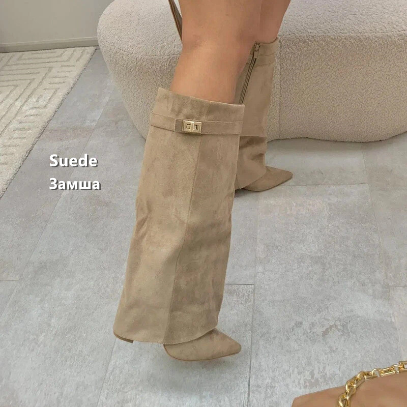 Women Slouch Fold Over Knee Hi - Knee High Boots Women 评论和价格