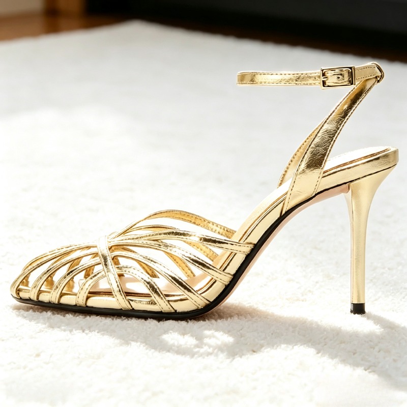 Sexy Gold Hollow Narrow Band H - Women Shoes Formal 评论和价格