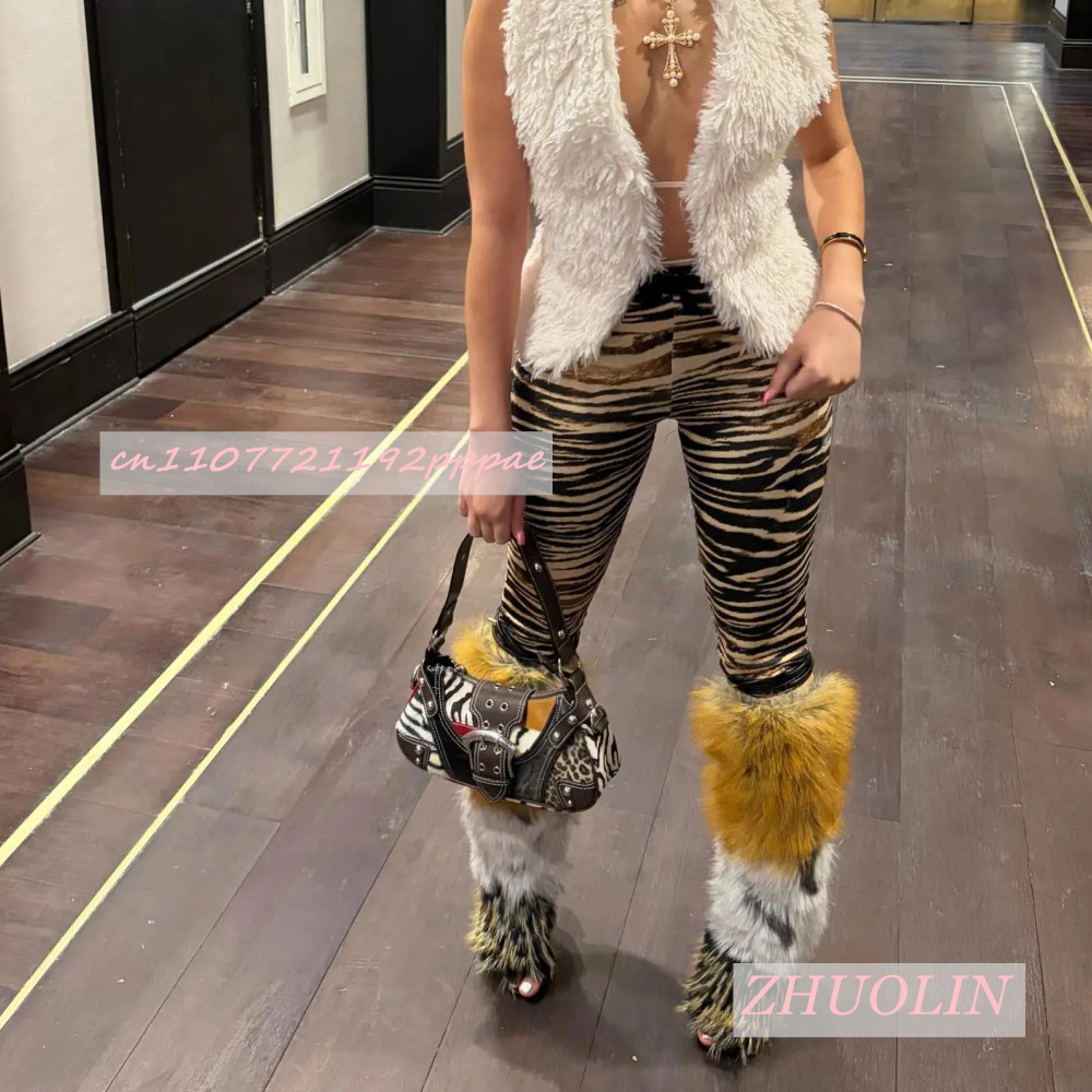 Summer Retro Plush Open Toe Sa - Knee High Boots Women 评论和价格